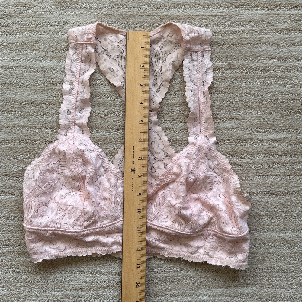 Intimately Free People Racerback Bralette Women's Lace Galloon Size Small Pink - Picture 10 of 15
